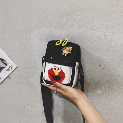 

Funny small bag female 2019 new wave Korean version of canvas bag fashion cute Messenger bag casual shoulder small square bag