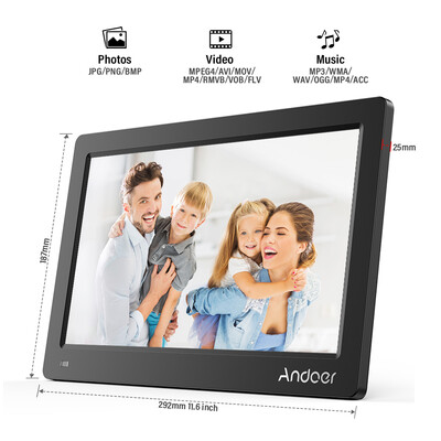 

Andoer 116 Inch Digital Photo Picture Frame FHD 19201080 IPS Screen Support CalendarClockMP3Photos1080P Video Player with