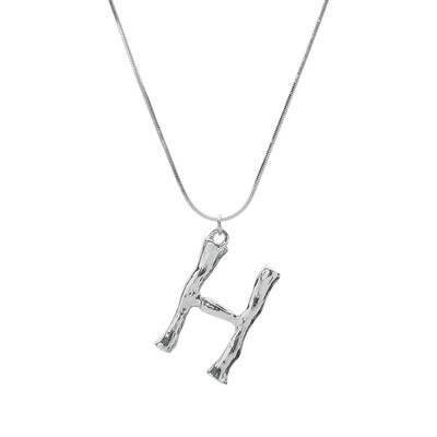

Silvery Initial Letters Necklace Women Color Chain 2018 Fashion Long Necklaces Big Pendant Statement Necklace Collier Femme