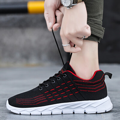 

2019 new summer flying woven mesh shoes mens sports&leisure running tide shoes Korean version of the trend of breathable white mens shoes