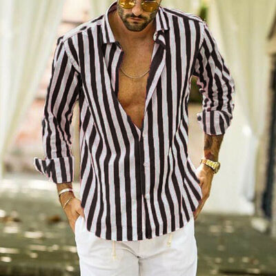 

Men Cotton Linen Long Sleeve Summer Solid Shirt Casual Loose Dress Comfy Top