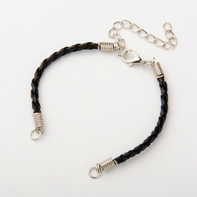 

Braided PU Leather Cord Bracelet Making with Iron Findings&Alloy Lobster Claw Clasps Platinum Black 160x3mm Hole 4mm