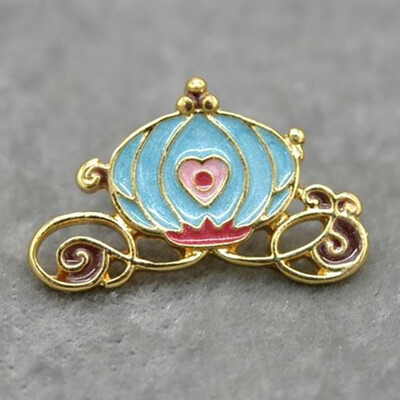 

Cute Castle Pumpkin Carriage Crystal Shoes Crown Dress Metal Brooches Pins Gifts
