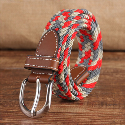 

Fashion Unisex belt high quality Elastic tension canvas Alloy pin buckle Men&Women belt solid color casual cowboy Men belt
