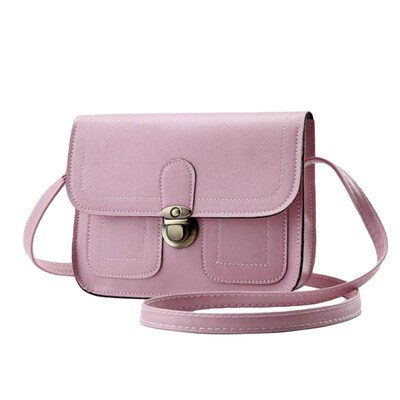 

Vintage Women Solid Color Lock Faux Leather Crossbody Shoulder Messenger Bag
