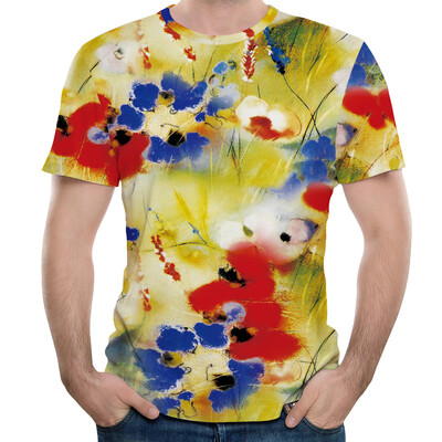 

Mens Summer Casual Round Neck Short Sleeve 3D Printed T-shirt Tops Plus Size