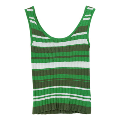 

Women Fashion Casual Cotton All-match Striped Ice Silk Camisole Vest Sleeveless T-shirt Top