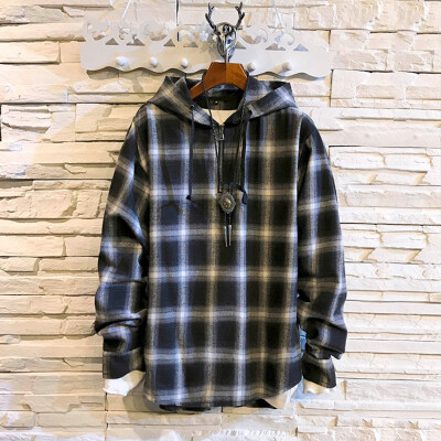 

Toponeto Mens Autumn Winter Casual Plaid Long Sleeve Hoodie Top Blouse Sweatshirt