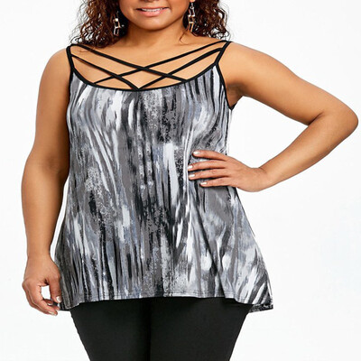 

Nomeni Fashion Women Sexy Digital Print Backless O-Neck Camisole Vest Blouse Tops