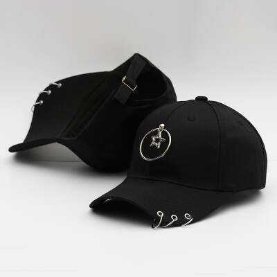 

New Cap Female Korean Chaopai Joker Student Stars with Spring&Summer Street Iron Ring Hip Hop Baseball Cap Male