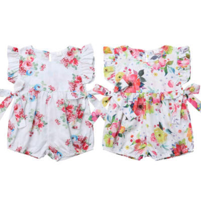 

Flower Newborn Baby Girl Sleeveless Bowknot Romper Jumpsuit Outfit Sunsuit 0-18M