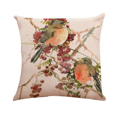 

〖Follure〗Bird Tree Cotton Linen Pillow Case Cushion Cover Waist Cover Home Decor