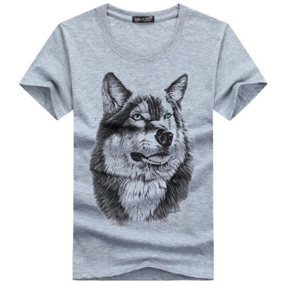 

High Quality Cotton Mens T-shirts 3d Print Wolf Tops Tees Cool Off White 2018 Fashion Funny Extended Plus Size