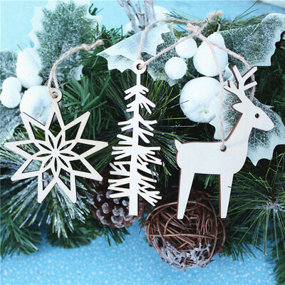 

〖Follure〗4pcs Wooden Pendant Christmas Decorations Childrens Home Decoration Gifts