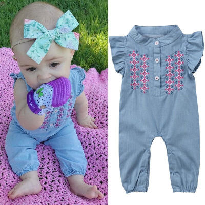 

Infant Baby Girls Summer Short Sleeve Rompers Playsuit Bodysuit Outfit Clothes