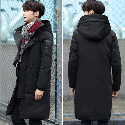 

Men Drawstring Hooded Long Sleeve Outwear Tops Baggy Thick Winter Warm Overcoat