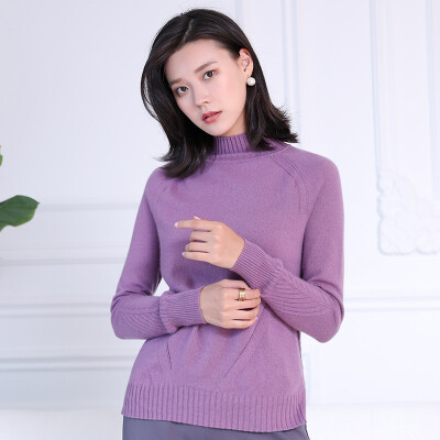 

QIANMUCHUN female half-high collar split cashmere sweater 5779