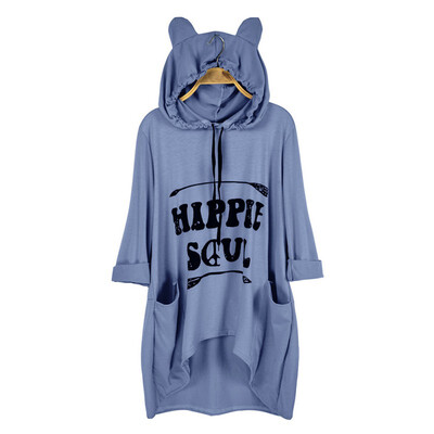 

Autumn Winter Casual Hoodies Long Sleeve Women Long Hooded Pullover Tops Loose Letter Print Hoodies Tops