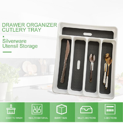 

Drawer Organizer Cutlery Tray Silverware Utensil Storage 6 Sections for Kitchen Office Dinning Room