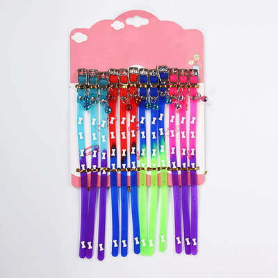 

Pet Cat Dog Bone Patterns Silicone Adjustable Traction Collar with Bell Color Random Pinch Collars