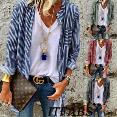 

UK Women Vintage Stiped Long Sleeve Cardigan Kimono Tops T Shirt Coat Outerwear