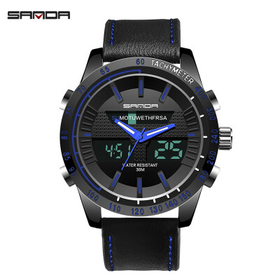 

Fashion Brand Men Sports Watches Leather Strap Digital Analog Watch Army Military Waterproof Male LED Clock Relogio Masculino