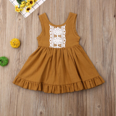 

Toddler Baby Sister Girls Sleeveless Vest Lace Princess Dress Backless Dresses