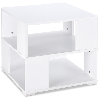 

Modern Wood Square End Table with Storage Cube Shelves