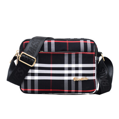 

Oblique back nylon bag leisure single shoulder bag female bag plaid oblique satchel Oxford cloth bag multi-layer business collecti