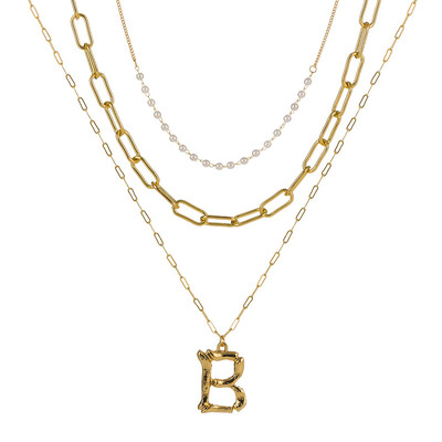 

Tiny Pearl A-Z Fashion Personalized Letter Alphabet Pendant Necklace Gold Color Chain Initial Bib Charms For Women Jewelry