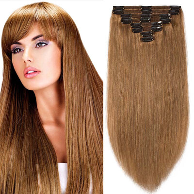 

100 Remy Human Hair Real Thick Women Girls Long Straight Full Head Hair Extension Clip In Hair Extension