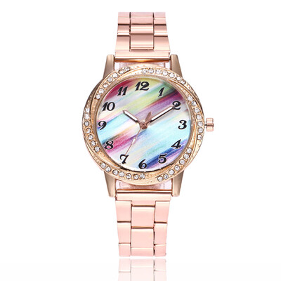 

Herathan alloy steel belt ladies rainbow watch with diamonds