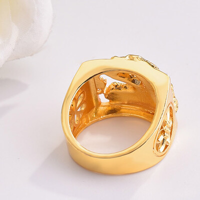 

Mens Vietnam Sand Gold Openwork Domineering Dragon Ring