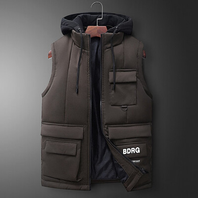 

Toponeto New Fashion Men Autumn Winter Hooded Solid Outwear Vest Jacket Tops Blouse