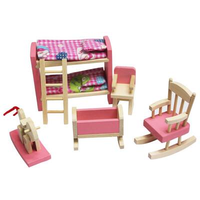 

Tailored Wooden Doll House Furniture Kitchen Set With Accessories For Dollhouse
