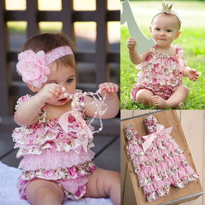 

Newborn Infant Baby Girls Romper Ruffle Lace Cake Floral Jumpsuit Outfits