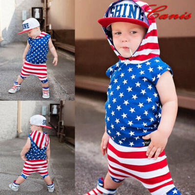 

USA Independence Day 2pcs Baby Boy Clothes T Shirt Tops Short Pants Set Outfits