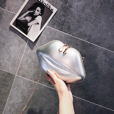 

Red Lips Fashion PU Leather Small Single Shoulder Bags Chain Women Zipper Designer Bags Famous Brand Crossbody Bags 2019 New