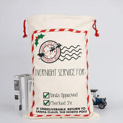 

New Year Gift Santa Sacks Large Santa Claus Bag Merry Christmas Santa Sack Canvas Gift Bags Drawstring Cotton Stockings