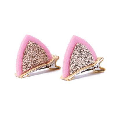 

2pcsSet Cute Hair Clips Girl Glitter Sequins Cat Ears Kids Alloy Hairpin