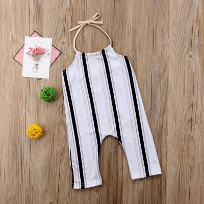 

Newborn Kids Baby Girl Halter Sleeveless Striped Romper