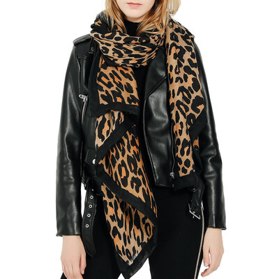 

Gobestart Women Winter Warm Leopard Printed Long Shawl Linen Soft Long Neck Scarf