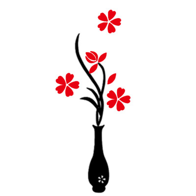

Vase Plum Flower Cryst Arcylic Wall Stickers 3d Room TV Wall Decorative