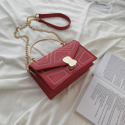 

Foreign style small bag women 2019 new wave portable Korean shoulder bag fashion chain slung small square bag