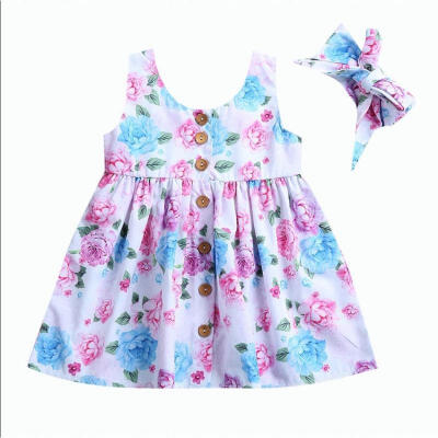 

Toddler Kids Baby Girls Sleeveless Dress Princess Floral Dresses Clothes 1-6Y