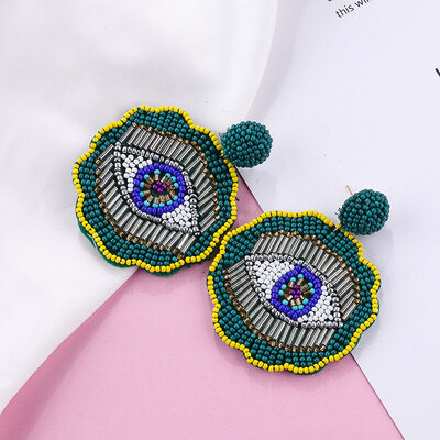 

Flashbuy Korean Style Beads Geometric Drop Earrings For Women Eyes Pattern Earrings Simple Trend Fashion Jewelry Earrings