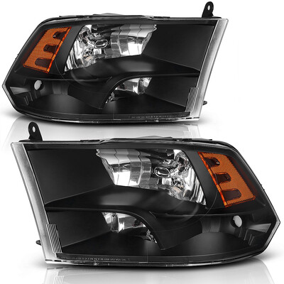 

For 2009-2012 Dodge Ram 1500 Quad 2500 3500 Black Housing Clear Lens Amber Reflector LH RH set1 year Warranty