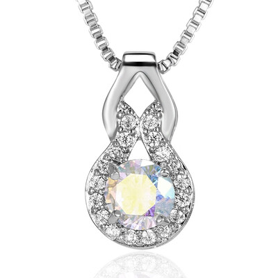 

4 Colors Necklace Gourd-shaped Zircon Crystal Necklace Chain Clavicle Sweater Chain Women Rhinestone Silver Pendant Jewelry