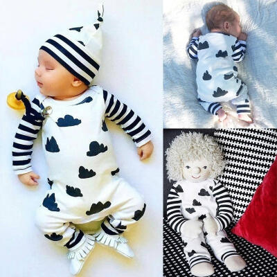 

Cute Baby Girl Boy Clothes Striped Long Sleeve Bodysuit Romper Jumpsuit Outfits