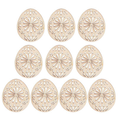 

10pcs Easter Wood Hollow Chip Craft Ornament DIY Hanging Tag Wedding Decor